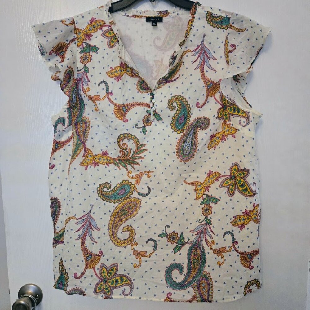 Talbots‎ cream paisley top NWOT Size XL